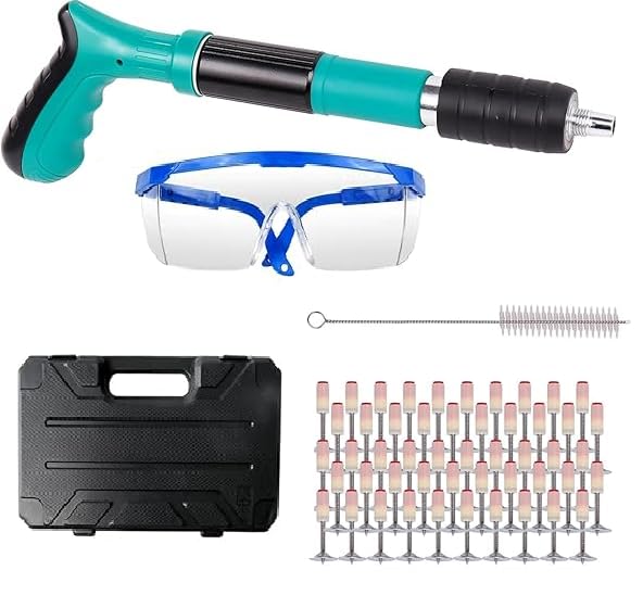 Nail Gun Set Wall Fasting Tool for Cement Manual Steel Nail Gun with 50 Steel Nails Manual Concrete Nail Guns for Carpentry, Home Decoration, Building Maintenance and DIY Projects