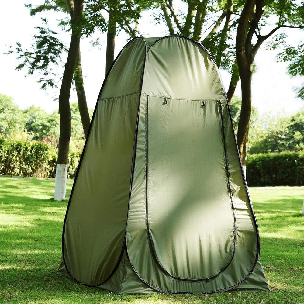 Polyester Portable Pop Up Toilet Tent For Camping Beach Shower Clothes Changing Dressing Room For Travel Outdoor Hiking (Green), 1 Person
