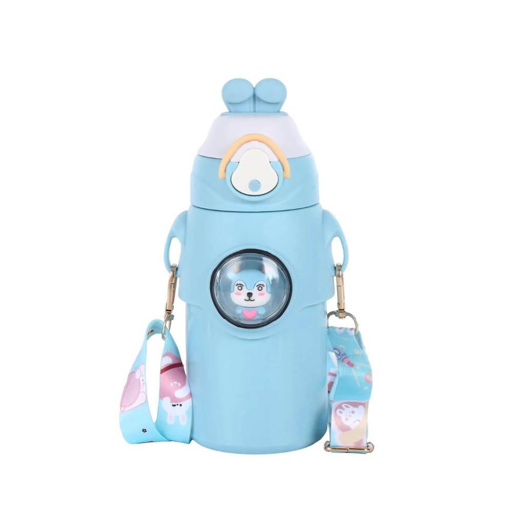 Kids Water Bottle Large Capacity Stainless Steel with Straw | Stainless Steel Big Belly Cup Kids Drinking Leak Proof Bottle for Child Picnic Hiking Travel Camping (500ML)