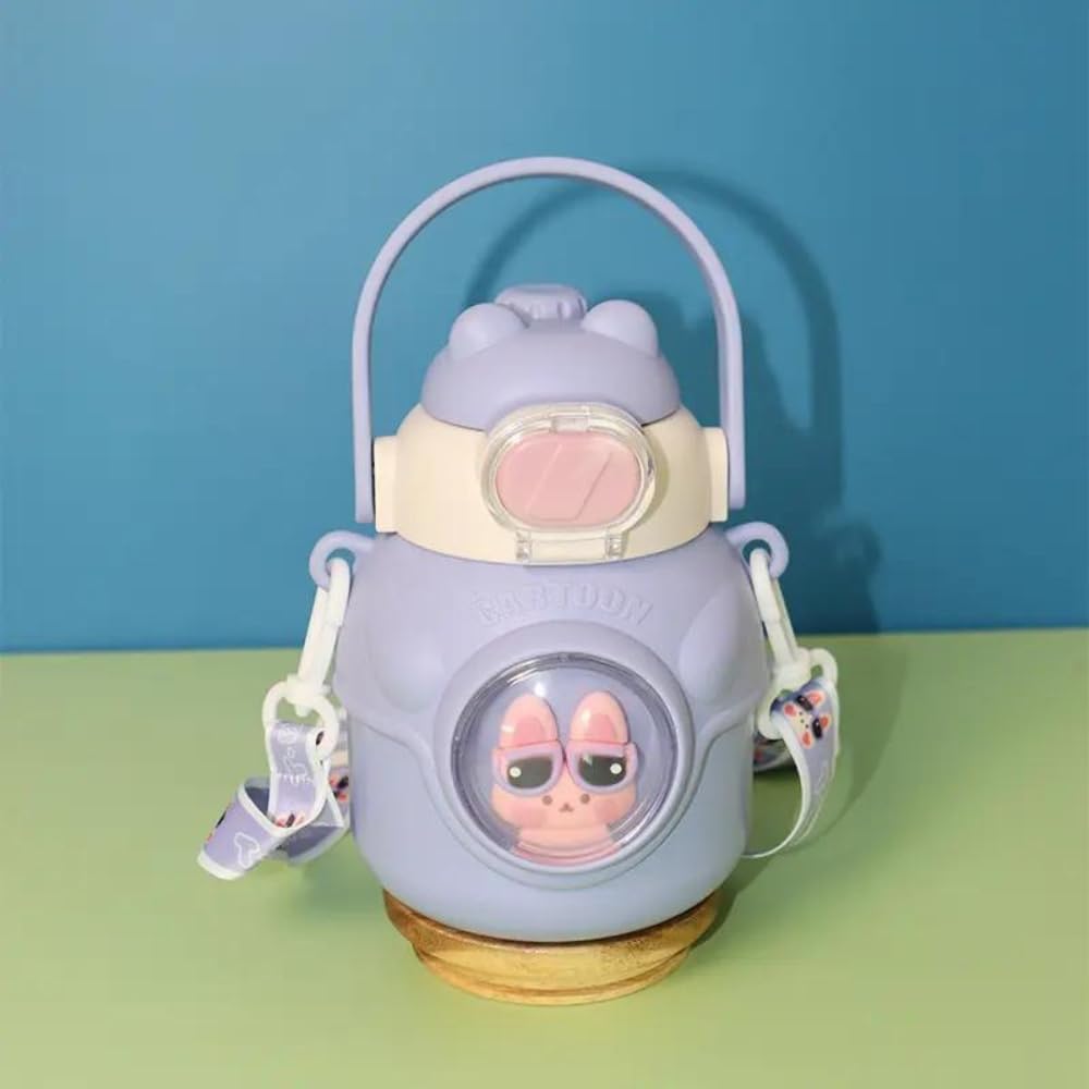 Kids Water Bottle Large Capacity Stainless Steel with Straw | Stainless Steel Big Belly Cup Kids Drinking Leak Proof Bottle for Child Picnic Hiking Travel Camping (800ML)