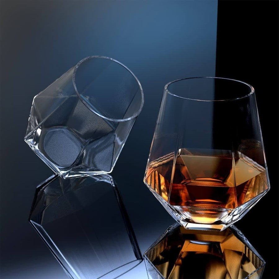 Hexa Tumbler Glass Set of 6 Diamond Shape Glassware for Drinking Water, Juice, Wine, Beer and Cocktails [ 310 ML ]